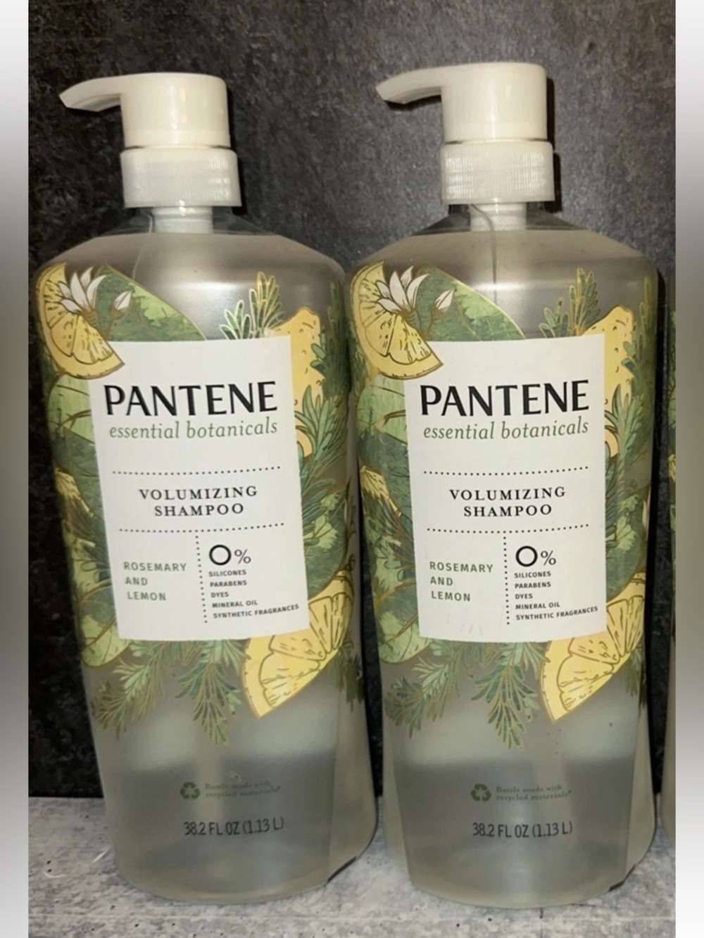 2 Pantene Essential Botanicals Rosemary & Lemon Shampoo Volumizing Jumbo 38.2oz